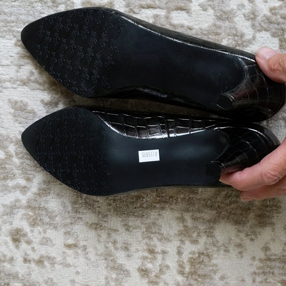Soft Style Hush Puppies Crocodile Lightweight Heels Pumps 7.5M Black Brown - Picture 15 of 16